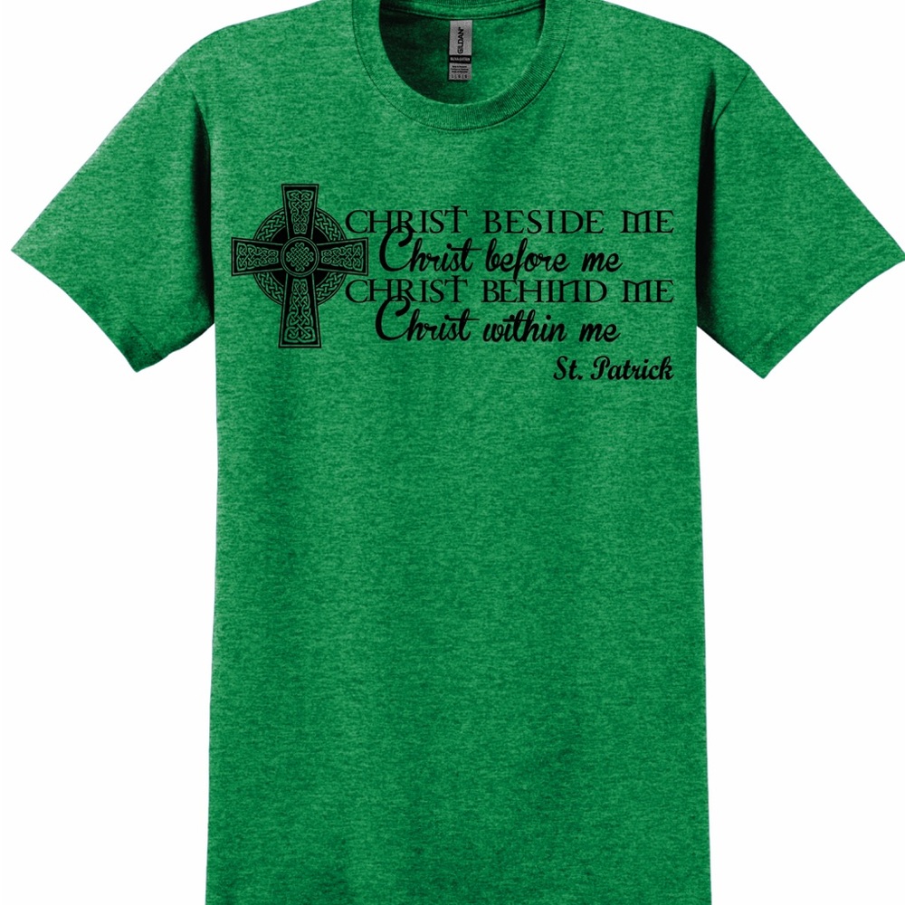 Green Short Sleeve Tee with Faith-Inspired Design
